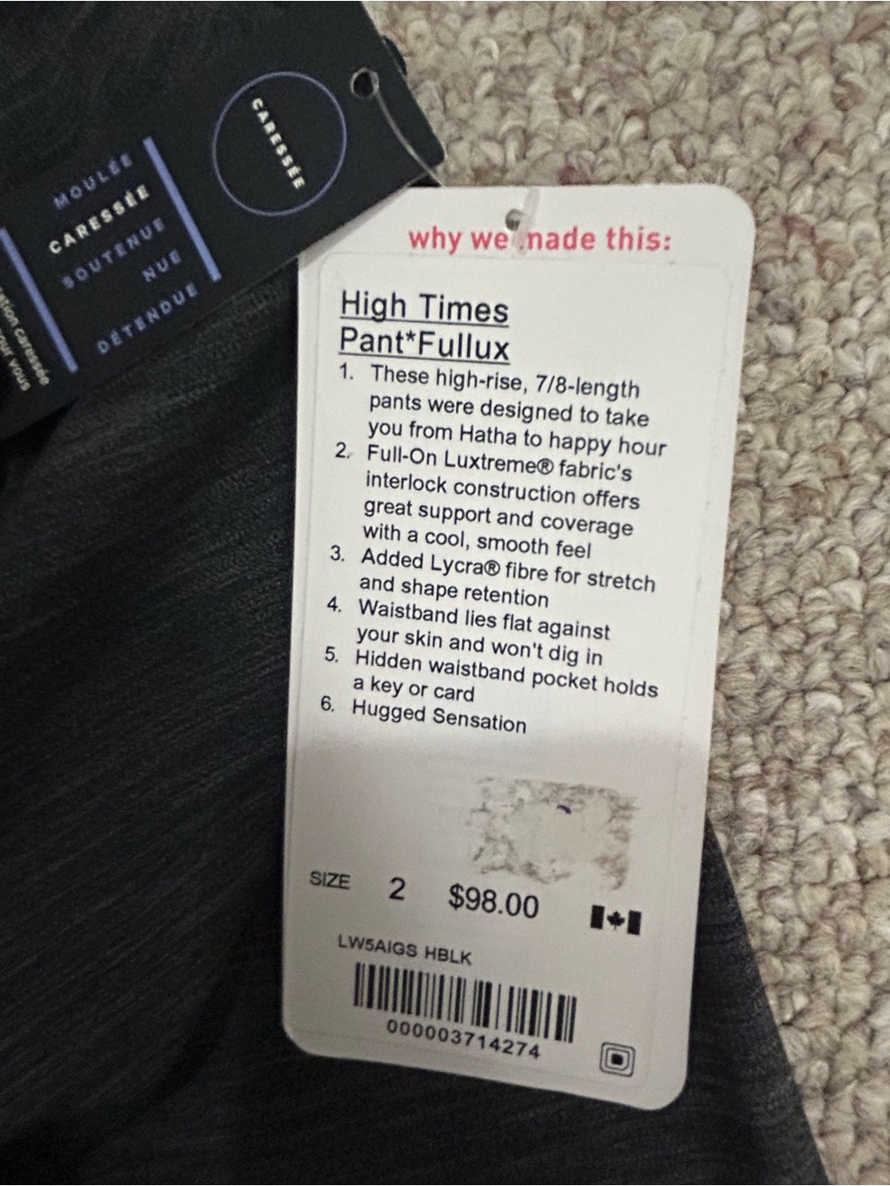 Lululemon High Times Pant Fullux women’s legging- grey stripe